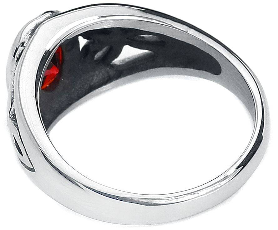 EMP "Roter Kristall" Ring Silberfarben Von EtNox