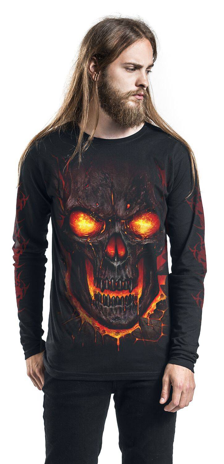 EMP "Skull Lava" Langarmshirt Schwarz Von Spiral