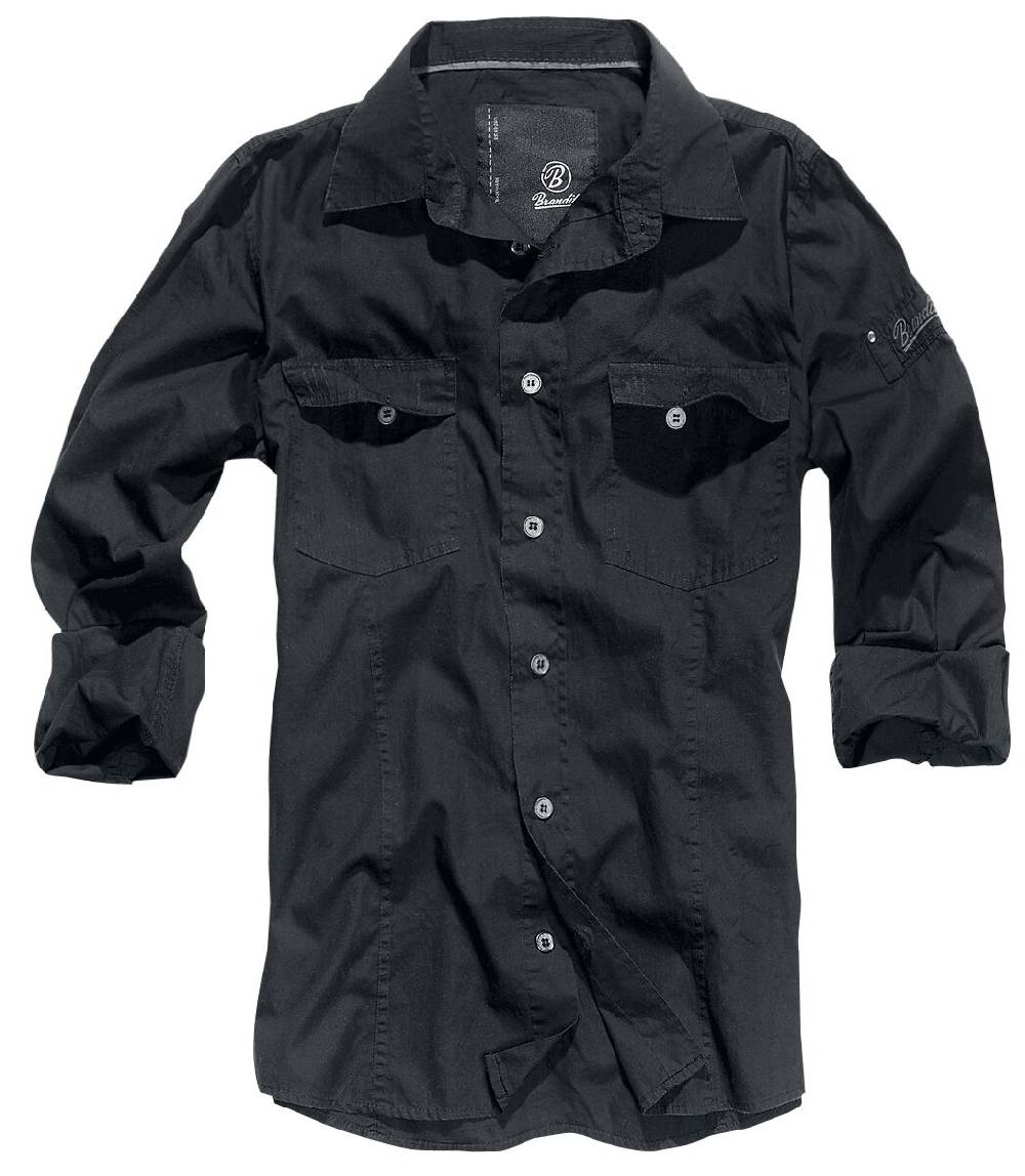 EMP "Slim Fit Shirt" Langarmhemd Schwarz Von Brandit
