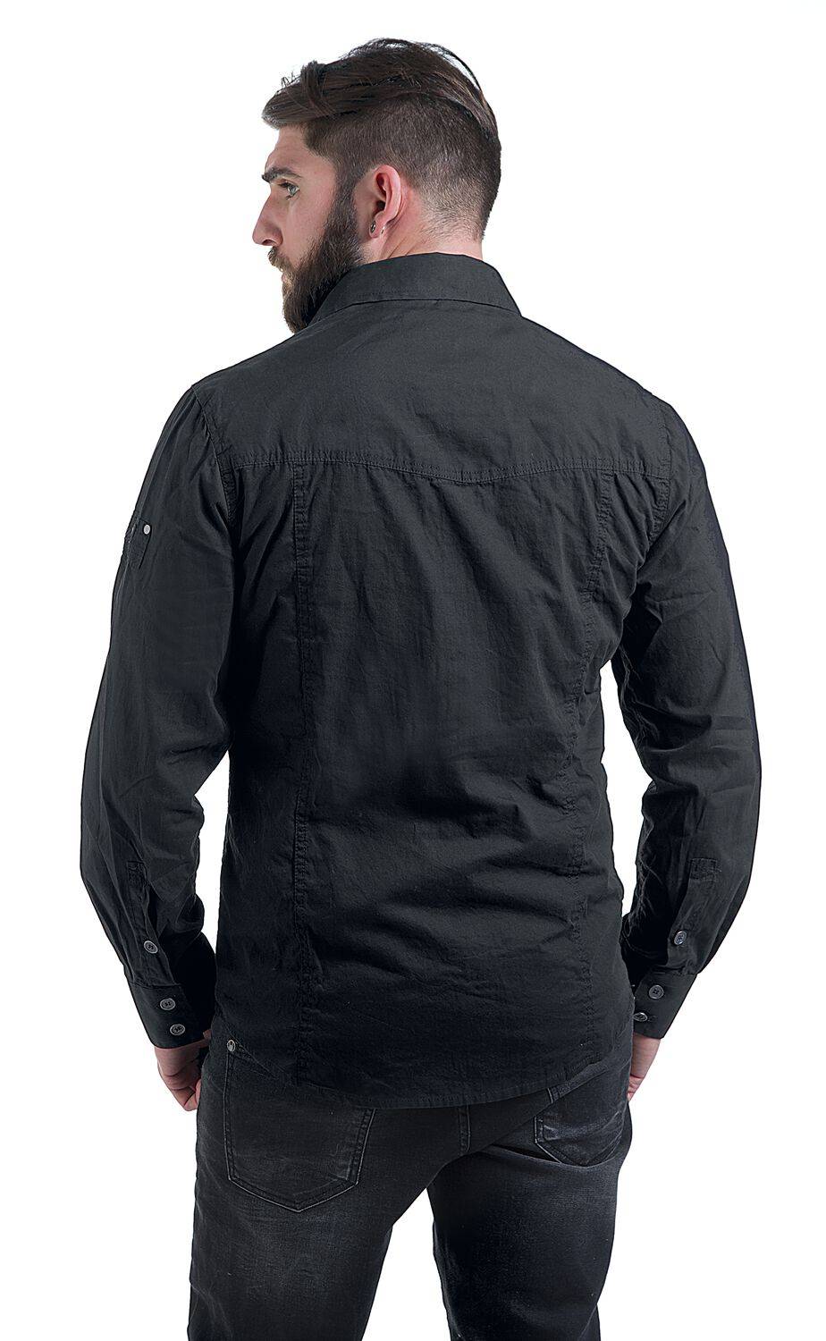 EMP "Slim Fit Shirt" Langarmhemd Schwarz Von Brandit