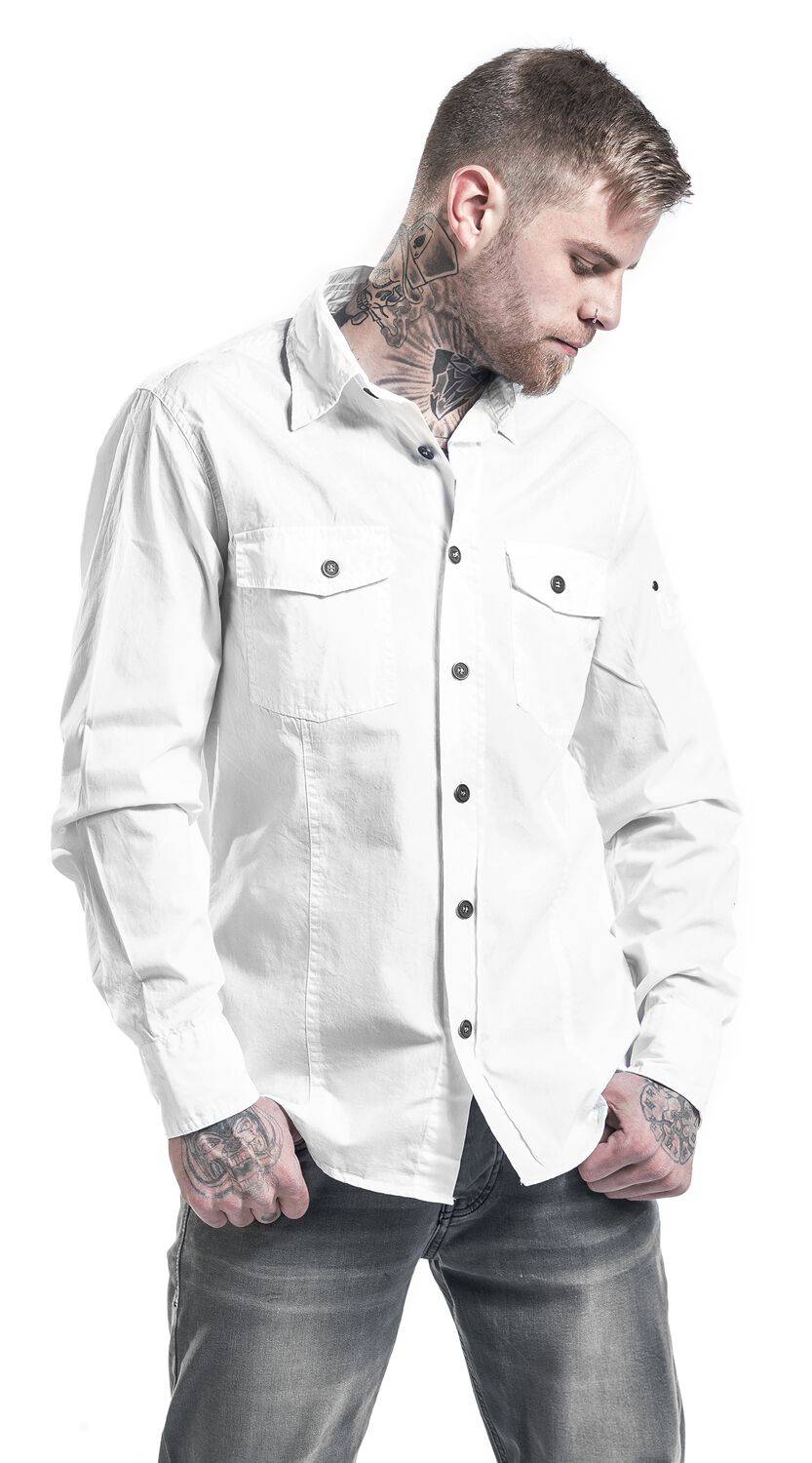 EMP "Slim Fit Shirt" Langarmhemd Weiß Von Brandit