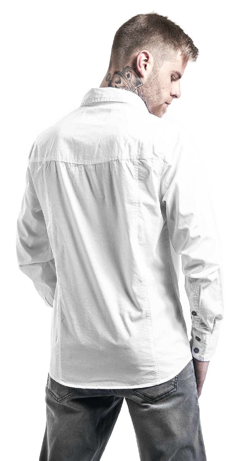 EMP "Slim Fit Shirt" Langarmhemd Weiß Von Brandit