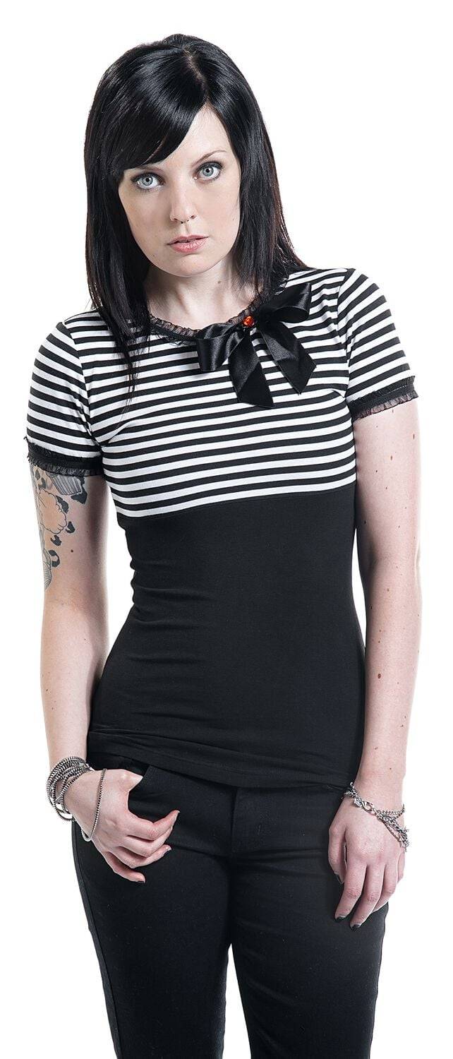EMP "Stripey" T-Shirt Schwarz/weiß Von Pussy Deluxe