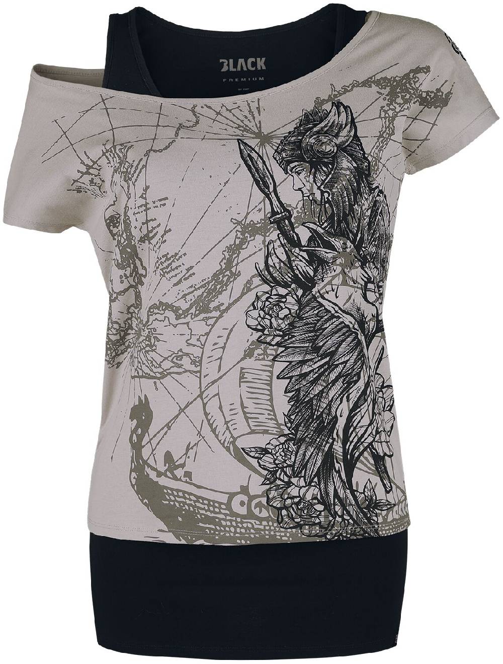 EMP T-Shirt grau/schwarz von Black Premium by EMP