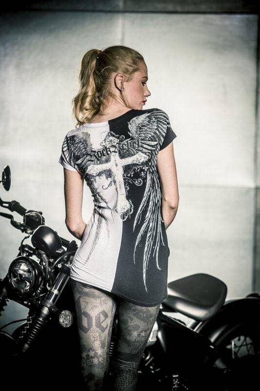 EMP T-Shirt Schwarz/weiß Von Rock Rebel By EMP