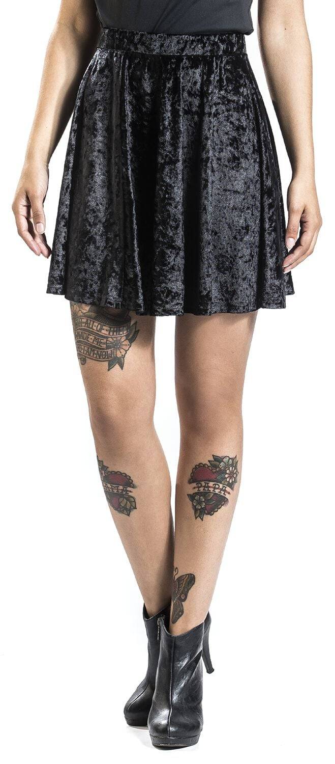EMP "Velvet Skirt" Kurzer Rock Schwarz Von Forplay
