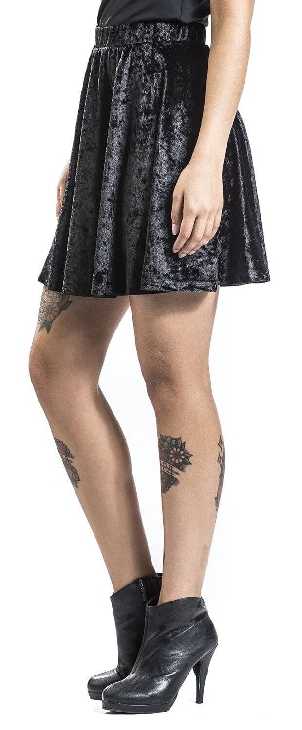 EMP "Velvet Skirt" Kurzer Rock Schwarz Von Forplay