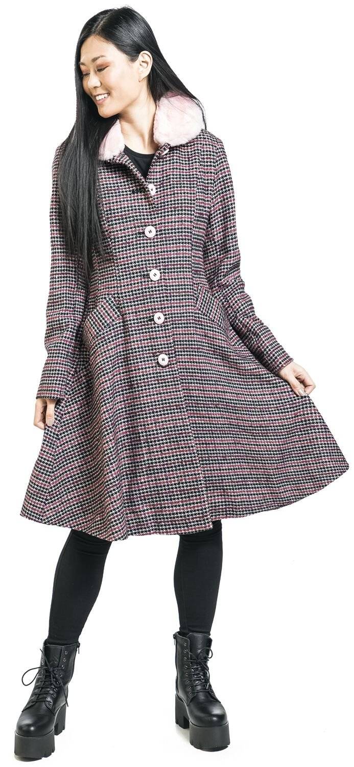 EMP "Watson Coat" Mantel Schwarz/rosa Von Hell Bunny