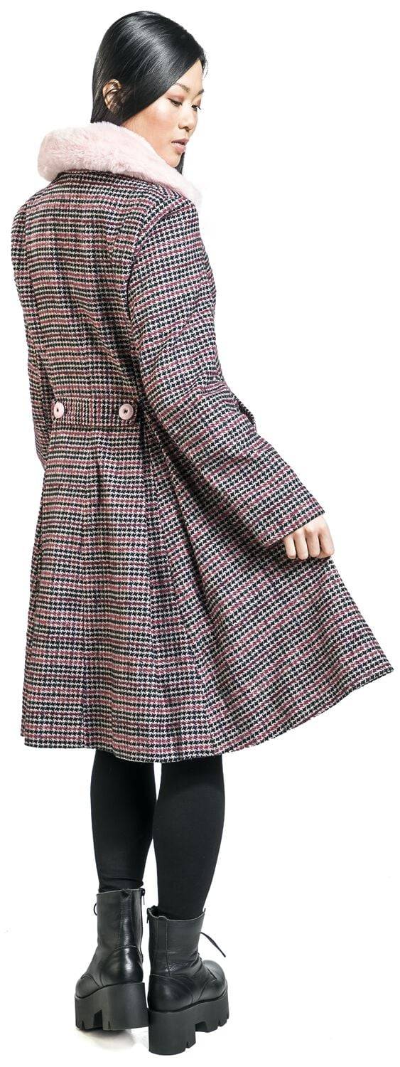 EMP "Watson Coat" Mantel Schwarz/rosa Von Hell Bunny