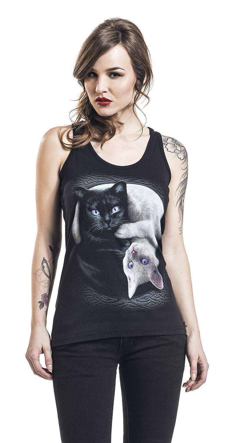 EMP "Yin Yang Cats" Top Schwarz Von Spiral