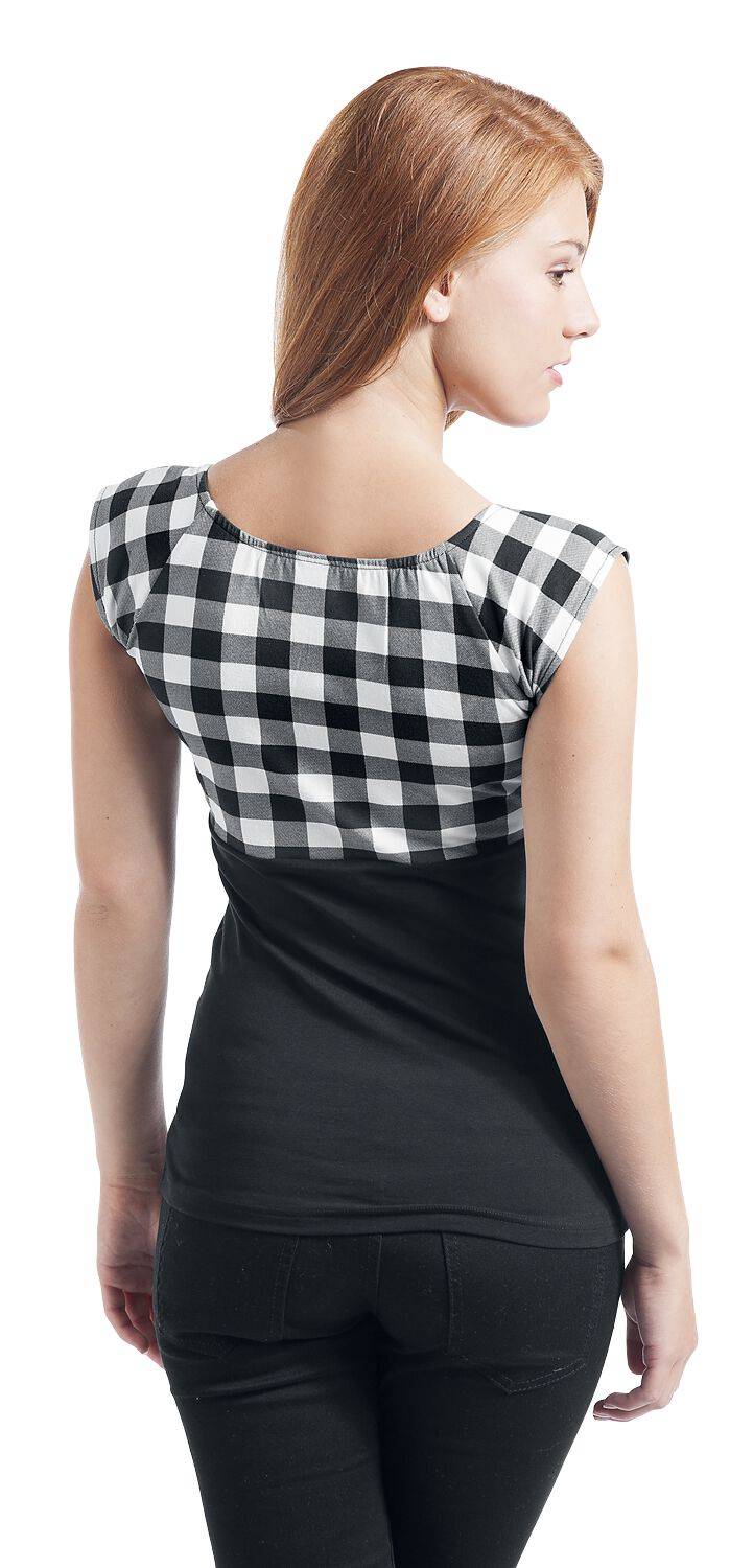 EMP "Evie Shirt Plaid" T-Shirt Schwarz/weiß Von Pussy Deluxe