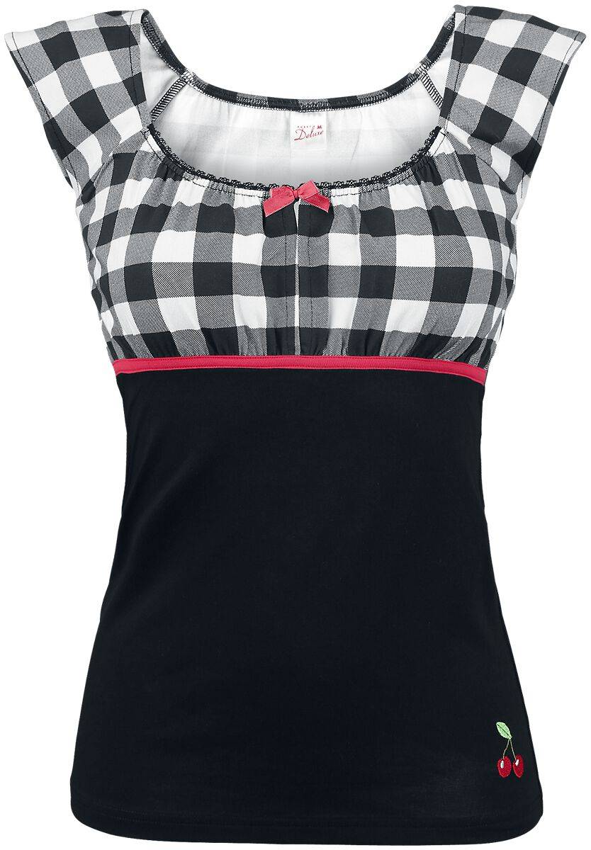 EMP "Evie Shirt Plaid" T-Shirt schwarz/weiß von Pussy Deluxe
