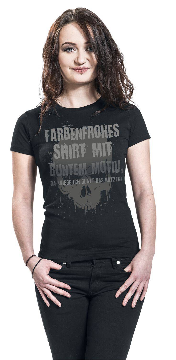EMP "Farbenfrohes Shirt Mit Buntem Motiv" T-Shirt Schwarz Von Sprüche