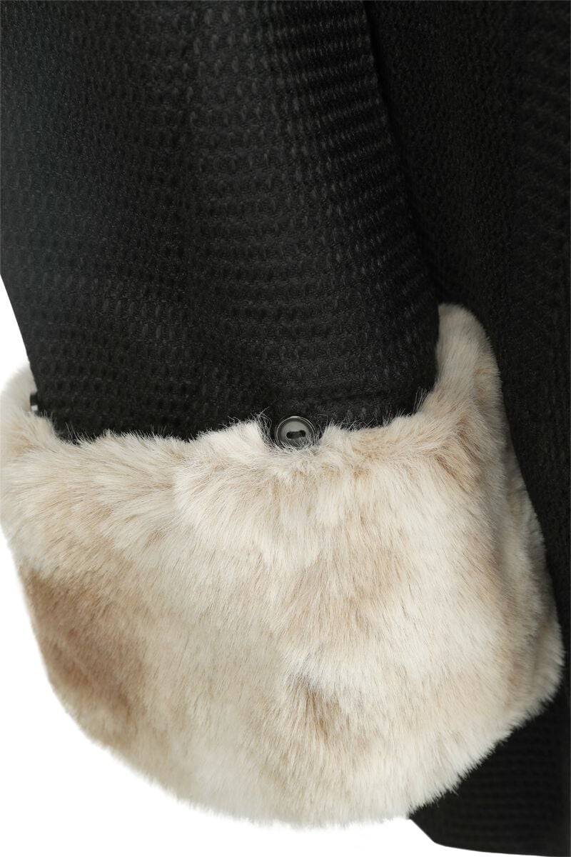EMP "Faustine Coat" Mantel Schwarz/beige Von Hell Bunny