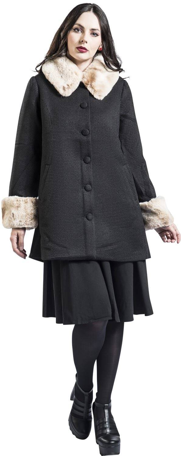 EMP "Faustine Coat" Mantel Schwarz/beige Von Hell Bunny
