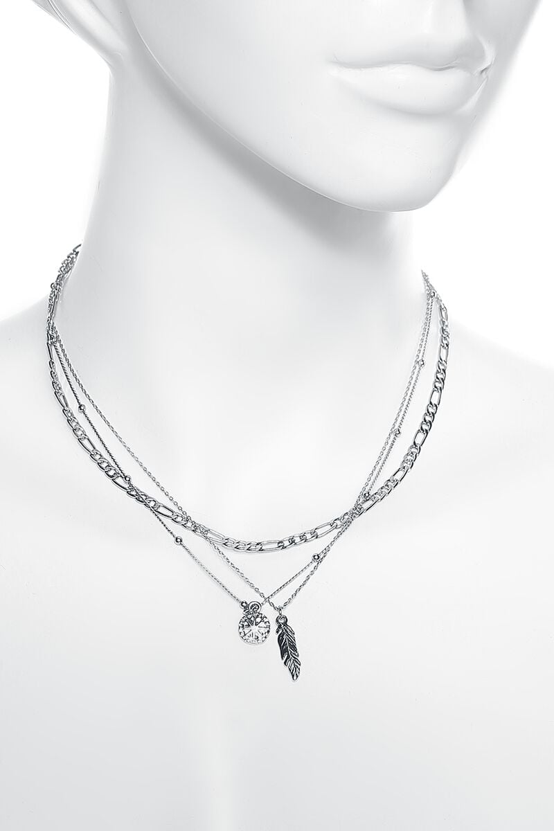 EMP "Feather Necklace" Halskette Silberfarben Von RED By EMP