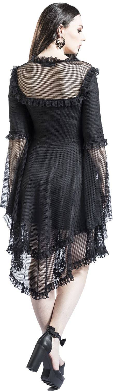 EMP "Fishnet Flared Dress" Mittellanges Kleid Schwarz Von Jawbreaker