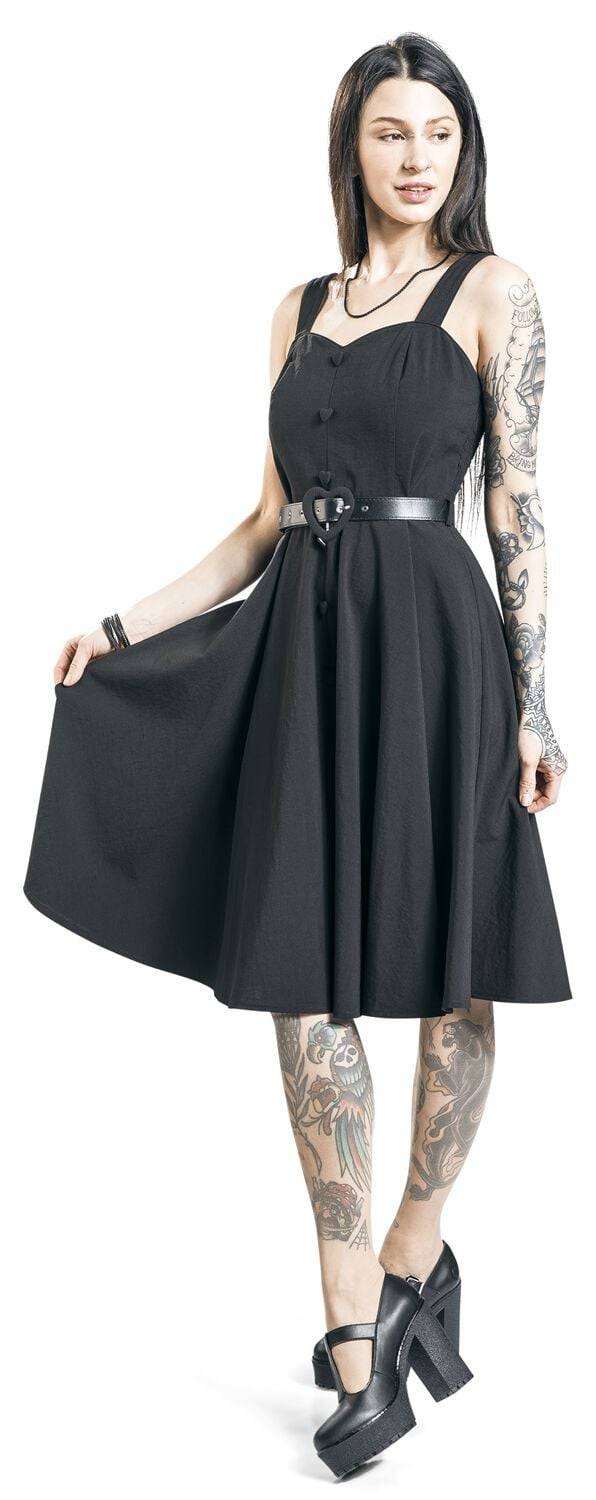 EMP "Frenchie Flare Halter Dress" Kurzes Kleid Schwarz Von Voodoo Vixen