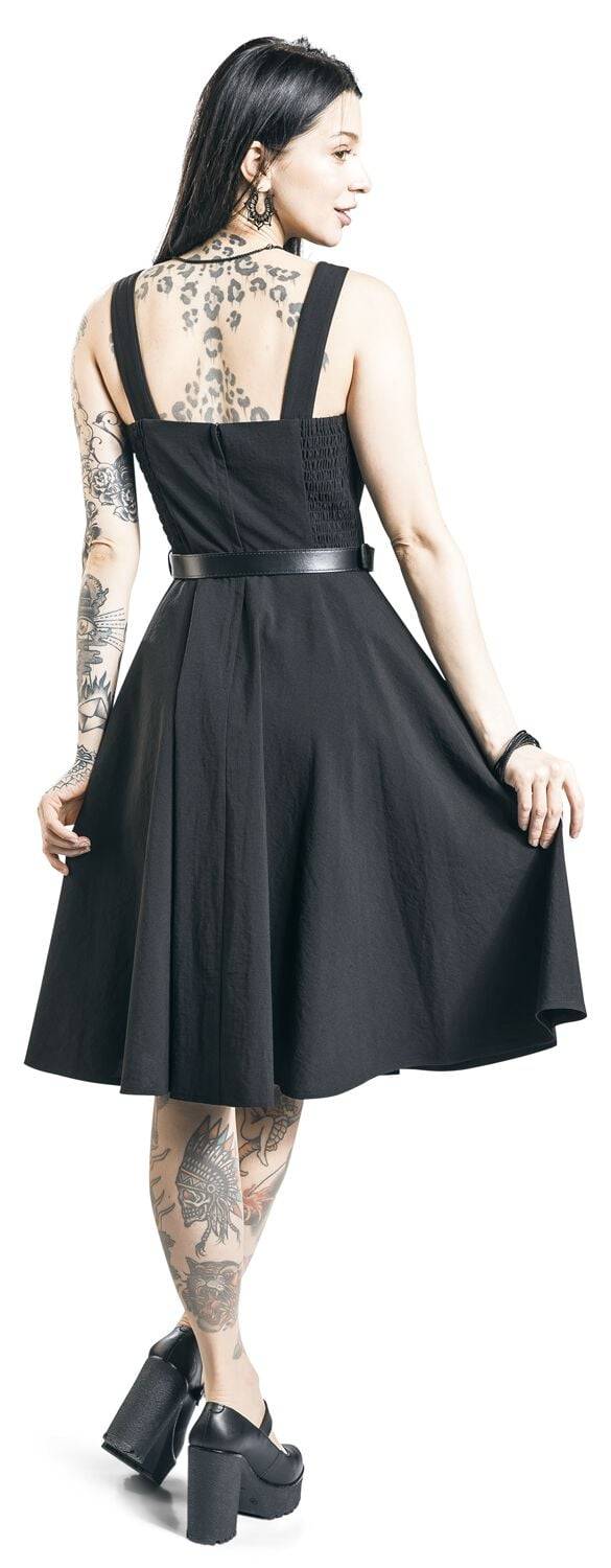 EMP "Frenchie Flare Halter Dress" Kurzes Kleid Schwarz Von Voodoo Vixen