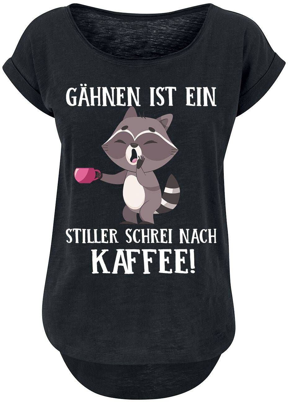 EMP "Gähnen ist ein stiller Schrei nach Kaffee!" T-Shirt schwarz von Tierisch