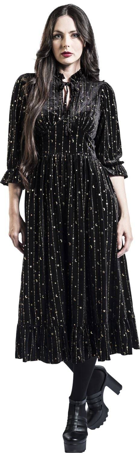 EMP "Galactica Dress" Mittellanges Kleid Schwarz Von Hell Bunny