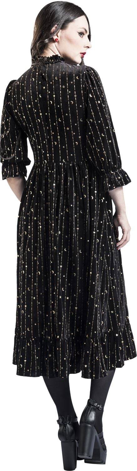 EMP "Galactica Dress" Mittellanges Kleid Schwarz Von Hell Bunny