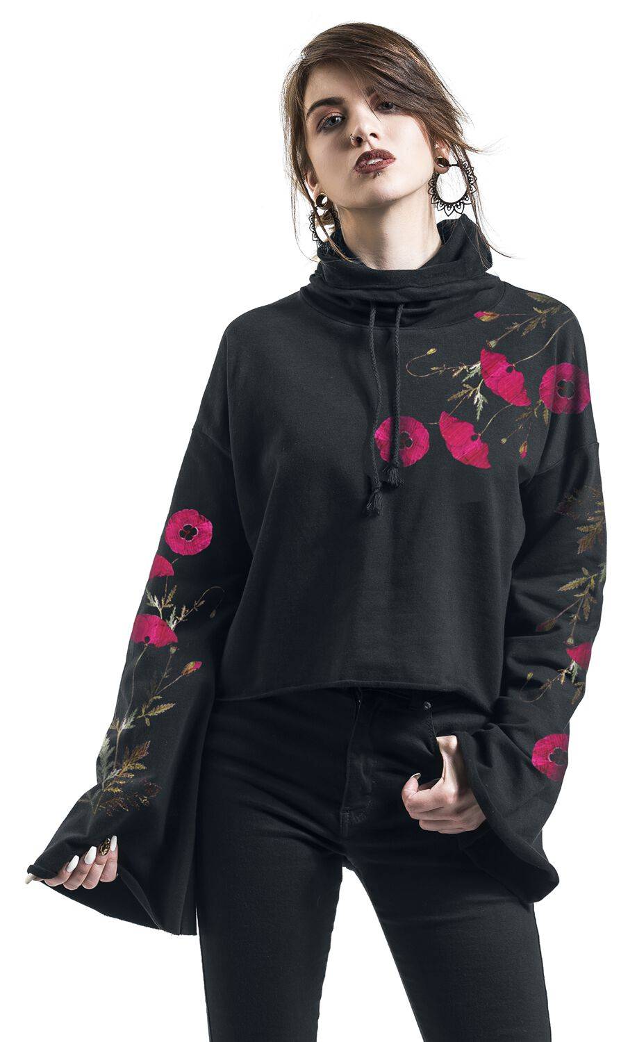 EMP "Gallow Poppy" Kapuzenpullover Schwarz Von Outer Vision