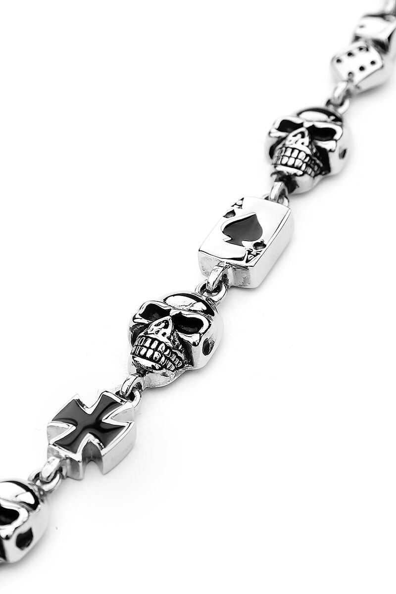 EMP "Gambling Skull" Armband Silberfarben Von EtNox Hard And Heavy