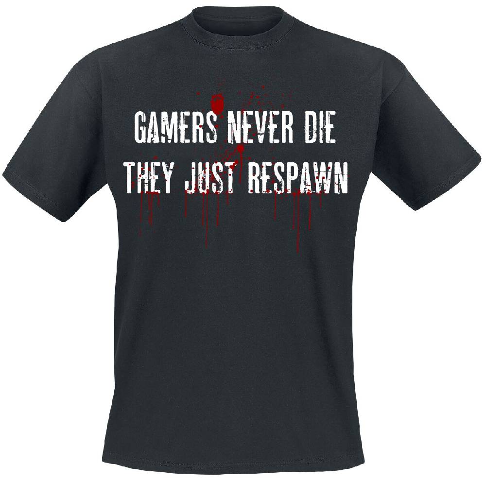 EMP "Gamers Never Die" T-Shirt schwarz von Gaming-Sprüche