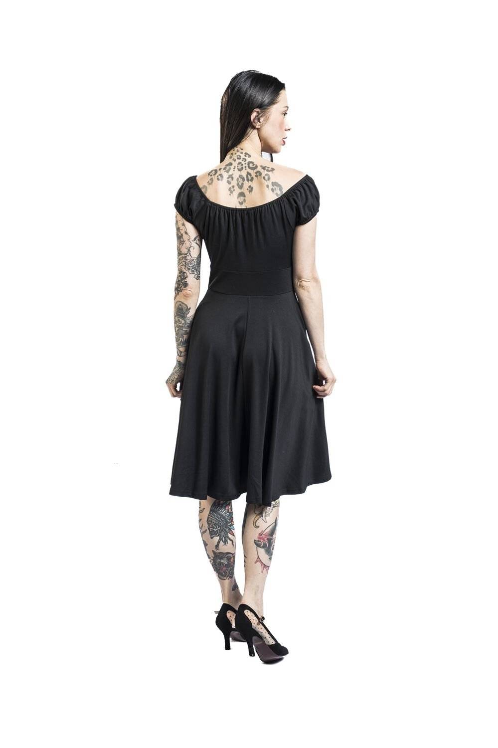 EMP "Gathered Neckline Flare Dress" Mittellanges Kleid Schwarz Von Voodoo Vixen