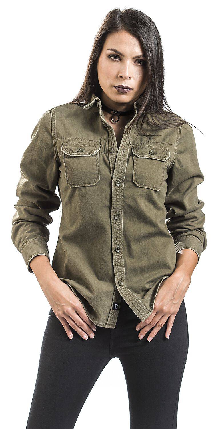 EMP "Girls Vintage Shirts Longsleeve" Langarmhemd Oliv Von Brandit