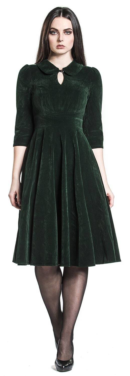 EMP "Glamorous Velvet Tea Dress" Mittellanges Kleid Dunkelgrün Von H&R London
