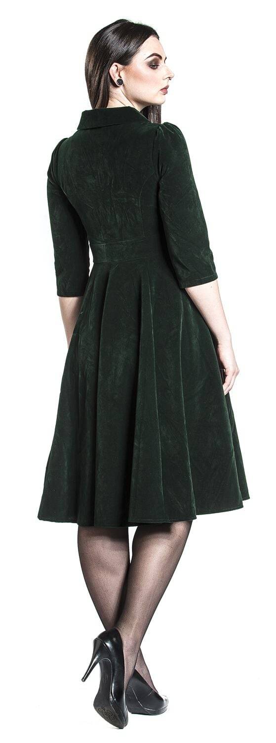 EMP "Glamorous Velvet Tea Dress" Mittellanges Kleid Dunkelgrün Von H&R London