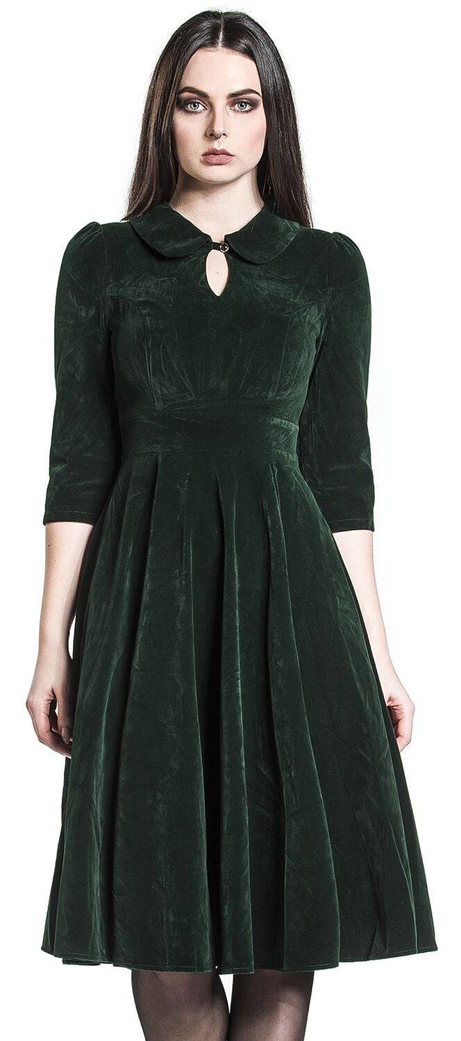 EMP "Glamorous Velvet Tea Dress" Mittellanges Kleid dunkelgrün von H&R London