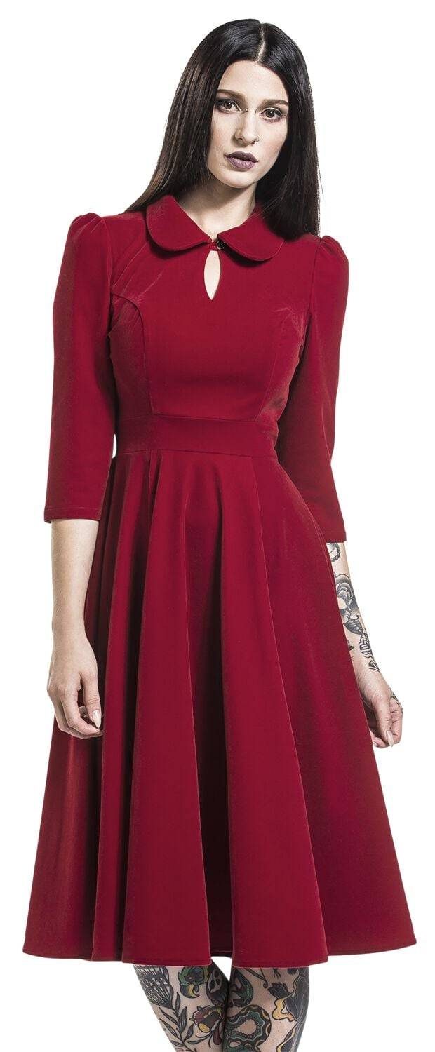 EMP "Glamorous Velvet Tea Dress" Mittellanges Kleid rot von H&R London
