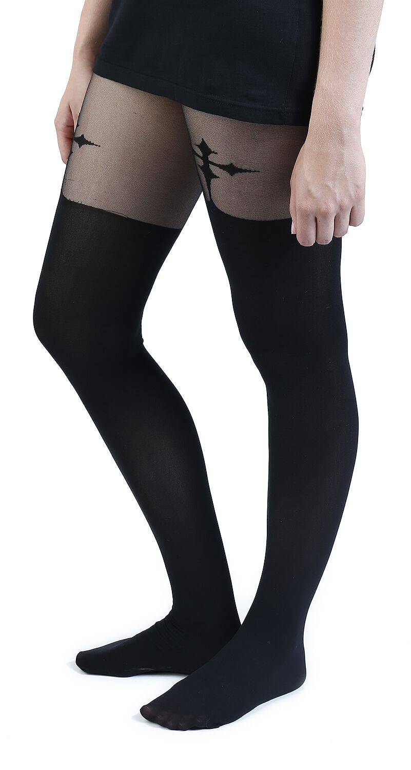 EMP "Goth Cross Suspender" Strumpfhose Schwarz Von Pamela Mann
