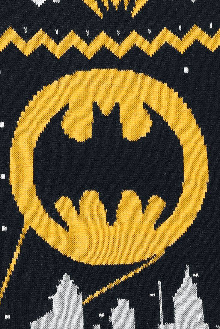EMP "Gotham" Weihnachtspullover Schwarz/grau/gelb Von Batman
