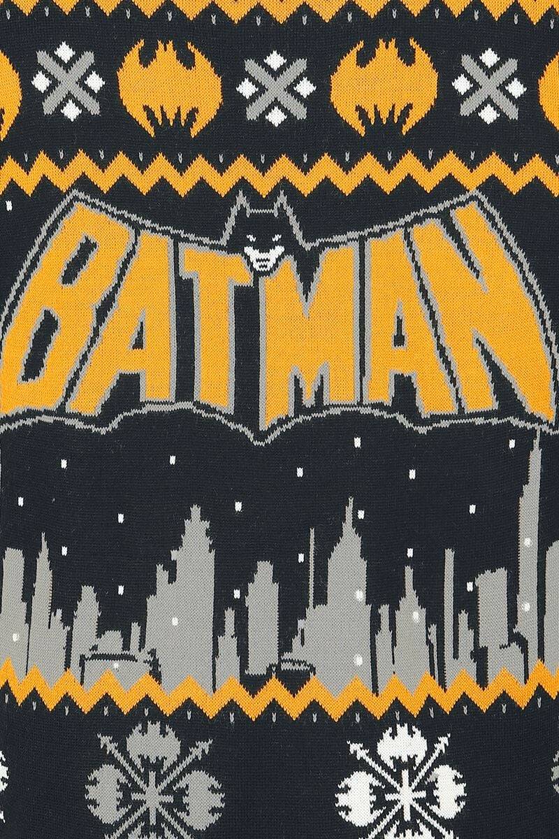 EMP "Gotham" Weihnachtspullover Schwarz/grau/gelb Von Batman