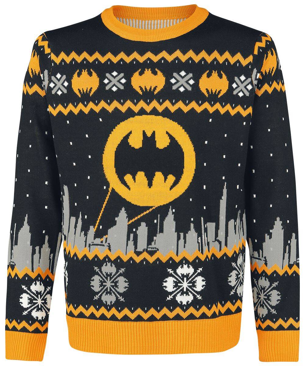 EMP "Gotham" Weihnachtspullover schwarz/grau/gelb von Batman