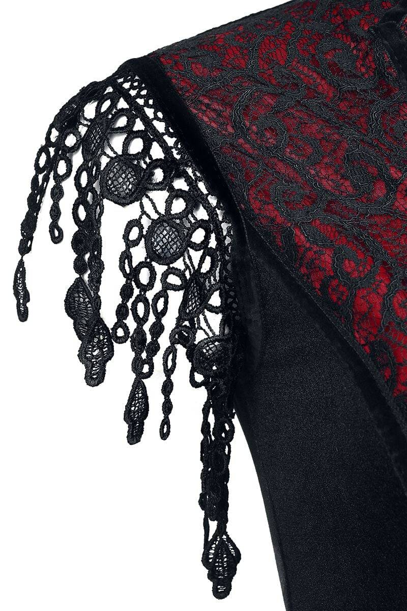 EMP "Gothic Dress" Langes Kleid Schwarz/rot Von Sinister Gothic