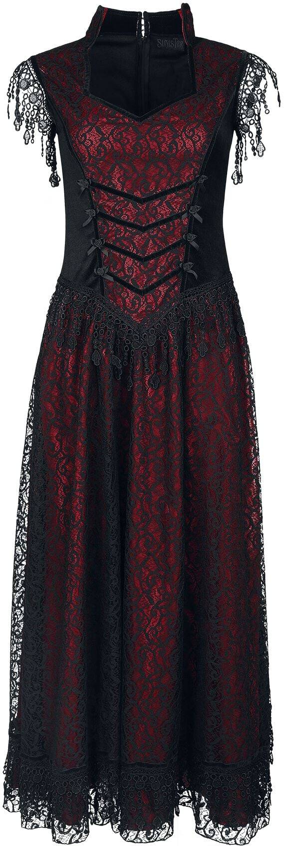 EMP "Gothic Dress" Langes Kleid schwarz/rot von Sinister Gothic