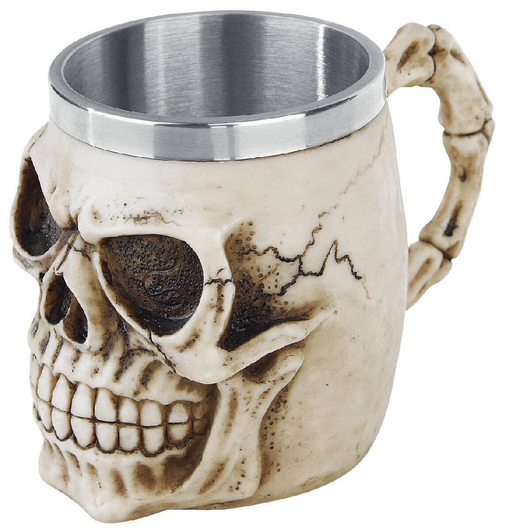 EMP "Grinning Skull Tankard" Bierkrug altweiß von Nemesis Now