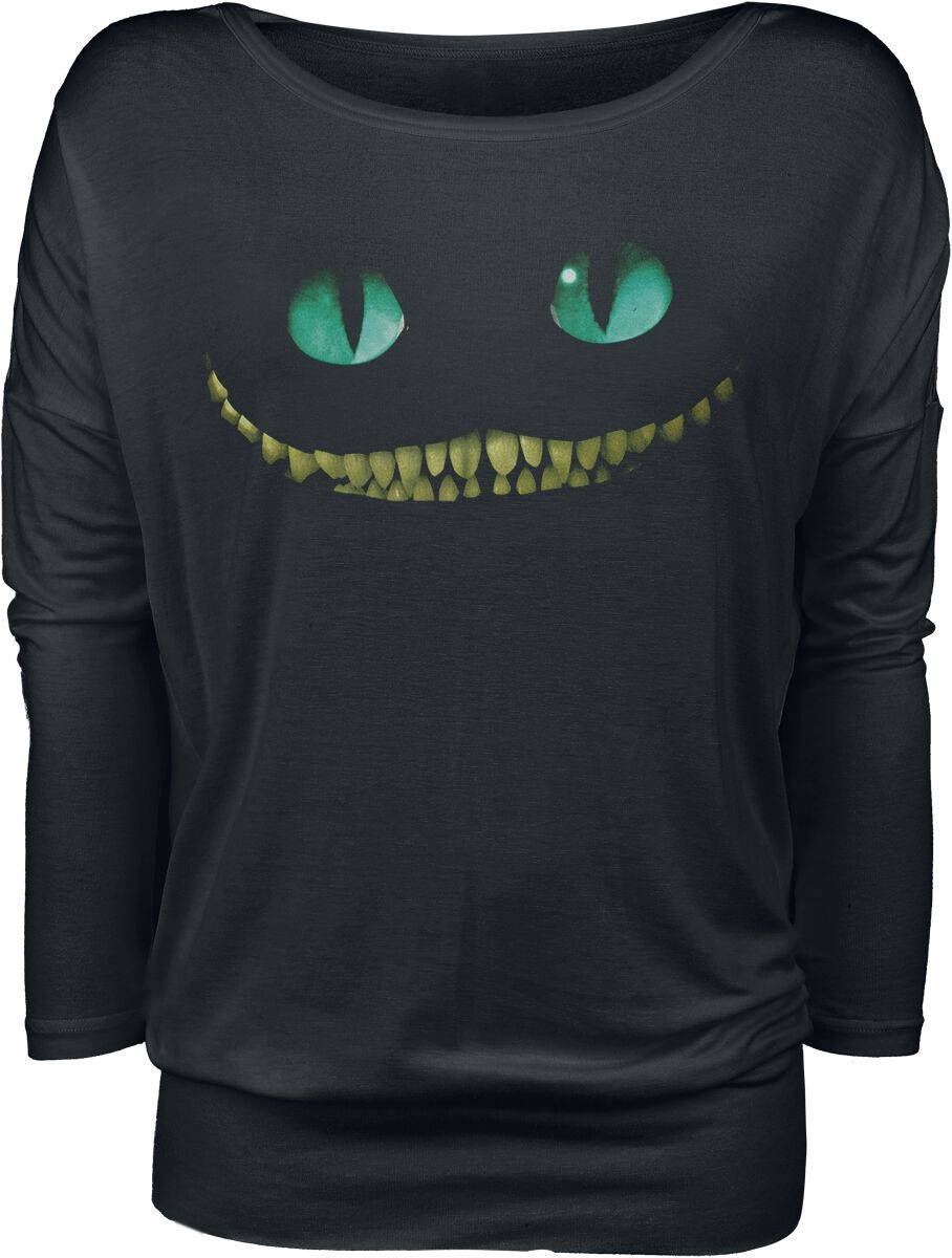 EMP "Grinsekatze - Lächeln" Langarmshirt Schwarz Von Alice Im Wunderland