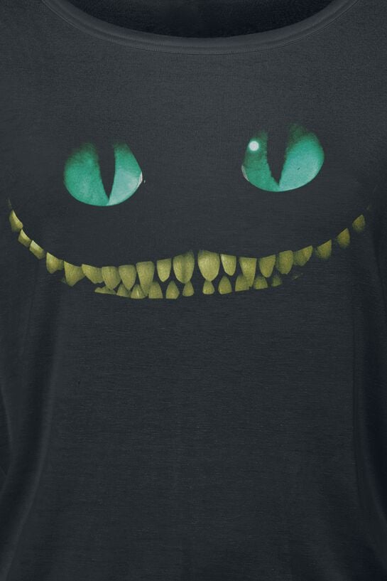 EMP "Grinsekatze - Lächeln" Langarmshirt Schwarz Von Alice Im Wunderland