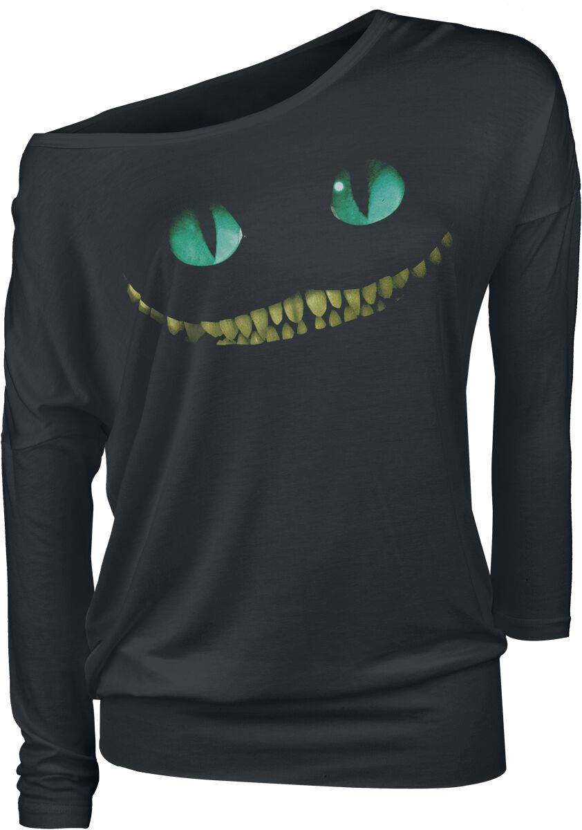 EMP "Grinsekatze - Lächeln" Langarmshirt schwarz von Alice im Wunderland