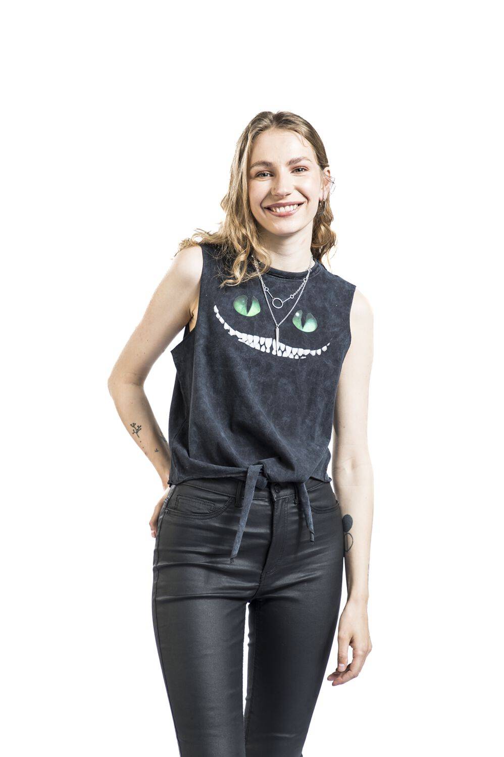 EMP "Grinsekatze - Lächeln" Top Schwarz Von Alice Im Wunderland