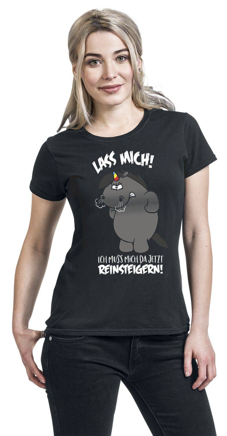 EMP "Grummeleinhorn - Lass Mich! Ich Muss Mich Da Jetzt Reinsteigern!" T-Shirt Schwarz Von Pummeleinhorn