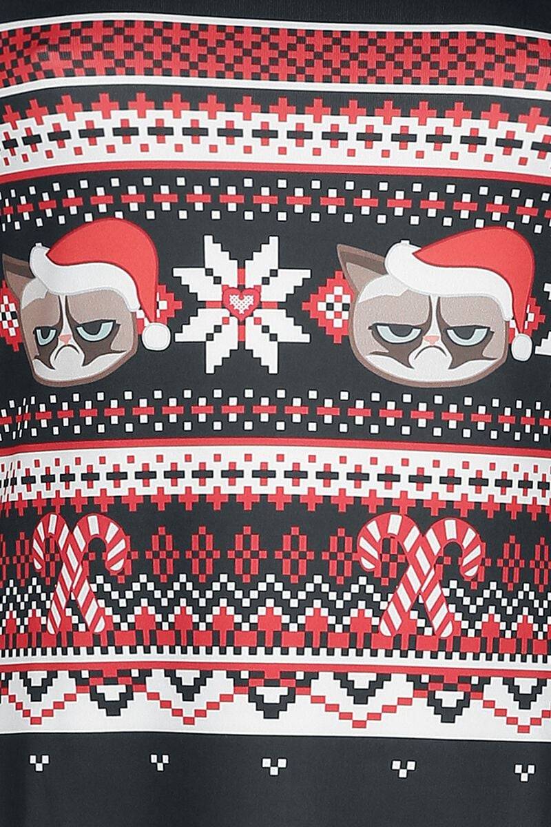 EMP "Grumpy X-Mas" Mittellanges Kleid Schwarz/rot/weiß Von Grumpy Cat