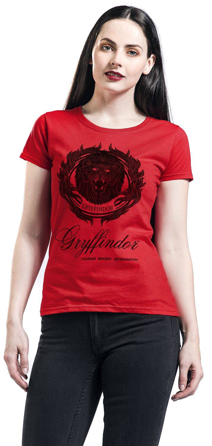 EMP "Gryffindor - Courage Bravery Determination" T-Shirt Rot Von Harry Potter