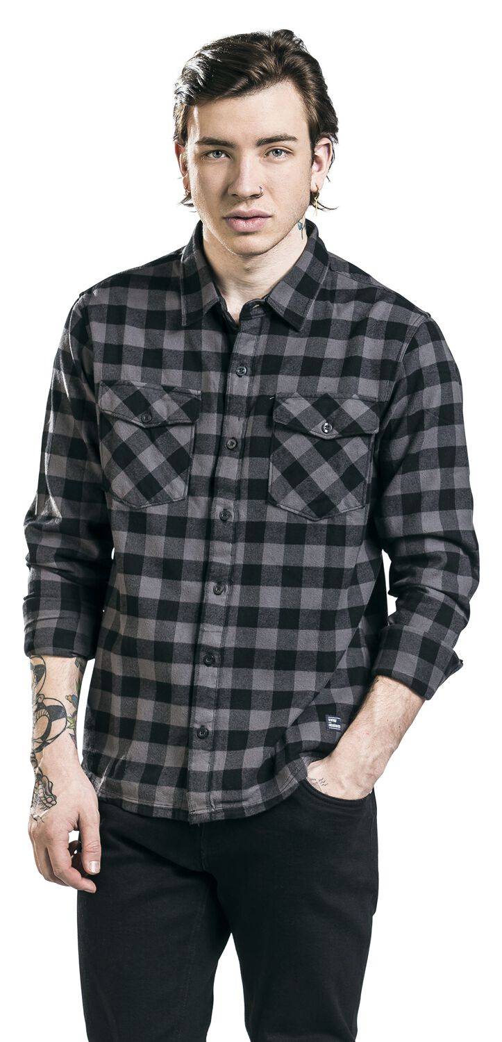 EMP "Harley Shirt" Flanellhemd Charcoal/schwarz Von Vintage Industries
